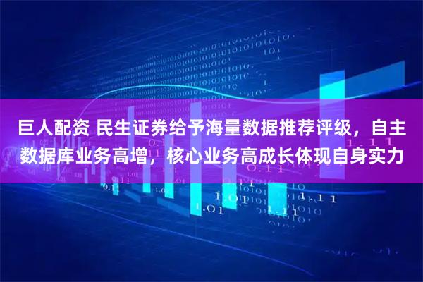 巨人配资 民生证券给予海量数据推荐评级，自主数据库业务高增，核心业务高成长体现自身实力