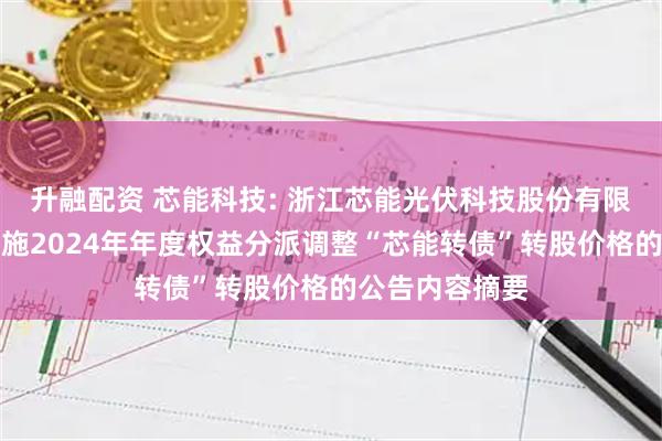 升融配资 芯能科技: 浙江芯能光伏科技股份有限公司关于因实施2024年年度权益分派调整“芯能转债”转股价格的公告内容摘要